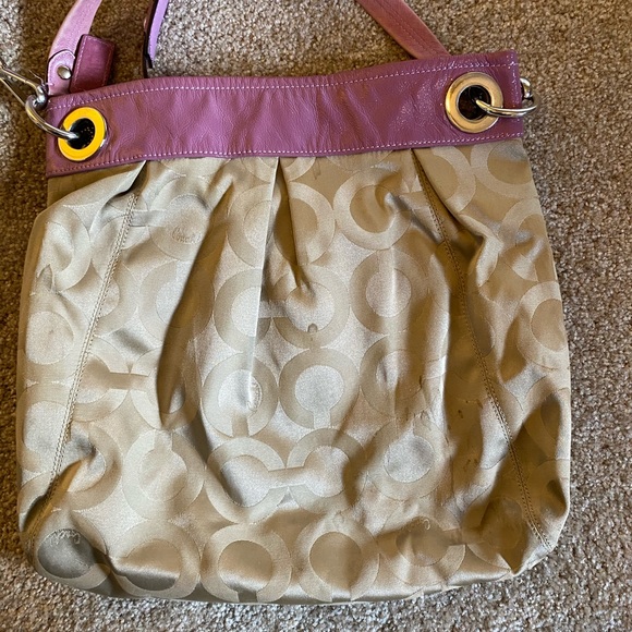 Coach cross body purse - lavender and tan fabric C - Picture 6 of 7